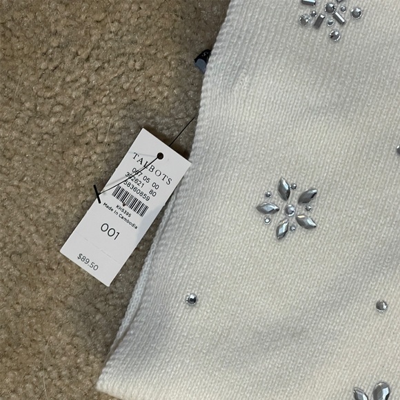 Talbots Snowflake Embellished Soft Knit Scarf - Ivory - Picture 5 of 7
